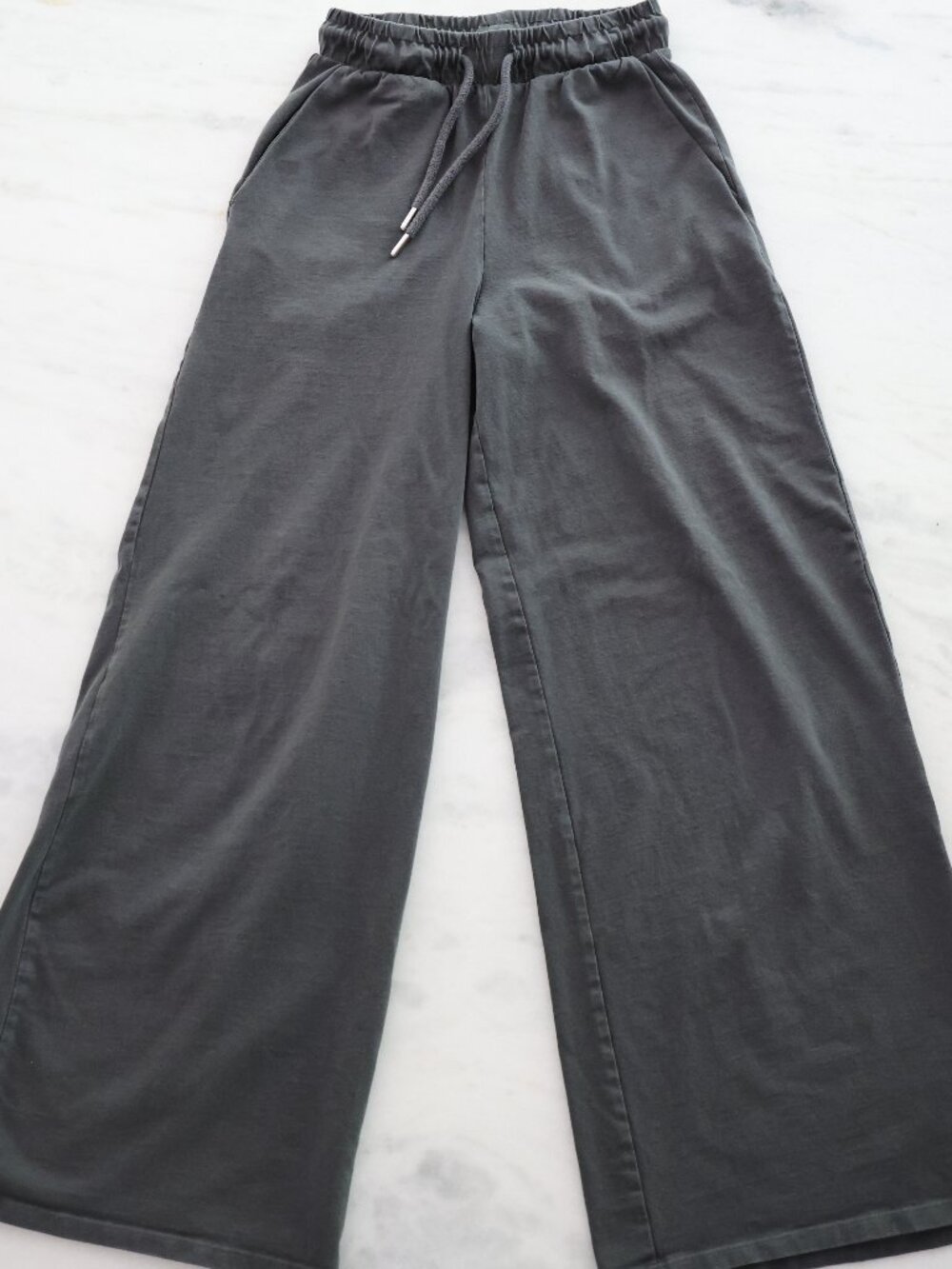 ZARA Wide Leg Garment Dyed Grey Sweatpants Women's